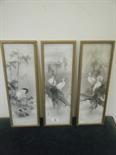 Set of 3 x 19c Chinese`s watercolours on card each picture depicting Birds in trees or landscape,