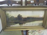 Pair of gilt frames with prints enclosed,