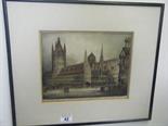 Un-framed coloured etching by E Sharland f/g coloured print, Military scene, Queens Royal Dragoons,