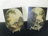 Interesting pair of Georgian oil paintings on board, each depicting country landscape scenes, un-