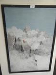 Contemporary oil painting on canvas, by Jonathan Routh dated 1975 post-box set among mountains, with