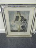 Good quality framed coloured etching limited edition No:139 of 200, in a 1940`s mirror stepped stage