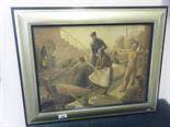 J.Stevens, oil painting on canvas, in modern gilt frame, a scene depicting a House Barge, with