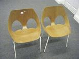 Pair of 1950`s ply wood and metal ware chairs by Kandya, 1 with original label, bent plywood design
