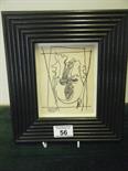 In the style of Picasso a head Portrait set within squares signed Jean Claude? And dated 1955 3.1/2"