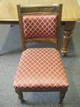 Matching set of 8 late Victorian possibly early Edwardian over-stuffed and backed dining chairs in