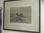 F/g good quality watercolour by E G Webb, The Creek Crab Tree near Plymouth, 14"" x 16"" panoramic