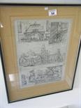 Framed & Glazed black and white etching of Hempstead,