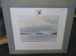 Charming small watercolour of an Estuary scene