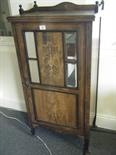 Edwardian period rosewood inlaid cabinet 4` tall with a single door to the front containing 4