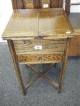 1920`s oak sewing box with lift up lid and a single long drawer,