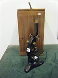 Mahogany framed antique microscope with lenses and certain fittings makers Beck of London, model