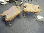 1950`s Camel shaped stool, with leather seating area and 1 other similar stool both with condition