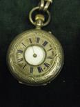 Edwardian period Half Hunter pocket watch, in silver case, with enamel Roman Numeral highlights,