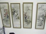 Collection of 4 late 19c Chinese paintings, watercolours on board of Birds, each one signed with