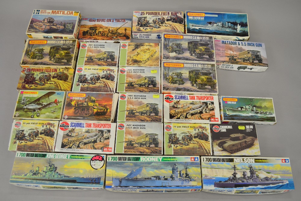 Model Kits (24) 176 scale military vehicle kits by Airfix & Matchbox
