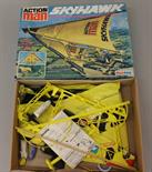 Palitoy Action Man Skyhawk, some repairs to wings and not checked if complete, in G box with stars