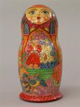 Hand-painted and signed Russian Matryoshka dolls, dated 1994, wooden. Height of largest 27cm.