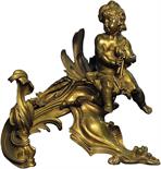COPPIA DI ALARI CON PUTTI MUSICANTI Francia, II metà del XIX secolo Produzione industriale