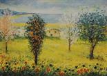 MICHELE CASCELLA (1892-1989) Collina con golfo sullo sfondo Pastelli, gesso e guazzo su carta, 50x70