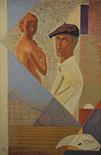 MARIO TOZZI (1895 1979) Il pittore colla modella, 1961 Olio e tempera su tela applicata su tela,