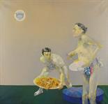 RENZO VESPIGNANI (1924 2001) I giuochi dell’alba, 1968 Matita, olio, acrilico su tela, 191,2x196 cm.