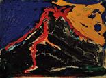 MARIO SCHIFANO (1934-1998) Vulcano Smalto e acrilico su tela, 30x40 cm. Firma al verso: “Schif ano x