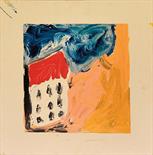 MARIO SCHIFANO (1934-1998) Casa bianca sul mare Smalto su tela, 50x50 cm. Firma al verso: “Schifano”