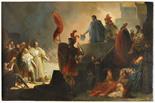 THOMAS COUTURE (1815-1879). CERCHIA DI Giovanna d`Arco presentata al sovrano  Olio su tela 193,