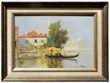 VIRGILIO RIPARI (1843/46-1902). ATTRIBUITO A Venezia  Olio su tela 29,5x44,5 cm. Firma al recto