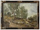 ATTILIO PRATELLA (1856-1949) Paesaggio 1941 Olio su tela 70x105 cm. Dedica, firma e data al verso