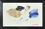 GIUSEPPE CHIARI (1926-2007) N. 471 (Fluxus)  Tecnica mista e collage su tela 42x75 cm. Firma al
