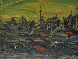 CARLO CAROLI (1920) Tramonto a Saragozza  Olio su tela 70x50 cm. Titolo e firma al verso Al verso,