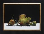 LUCIANO VENTRONE (1942) Uva e melograna 1995 Olio su tela 70x50 cm. Firma e data al recto; titolo,