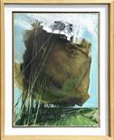 GIUSEPPE ZIGAINA (1924) La serta nel vigneto n. 2 1994 Olio e collage su tela 50x70 cm. Firma in