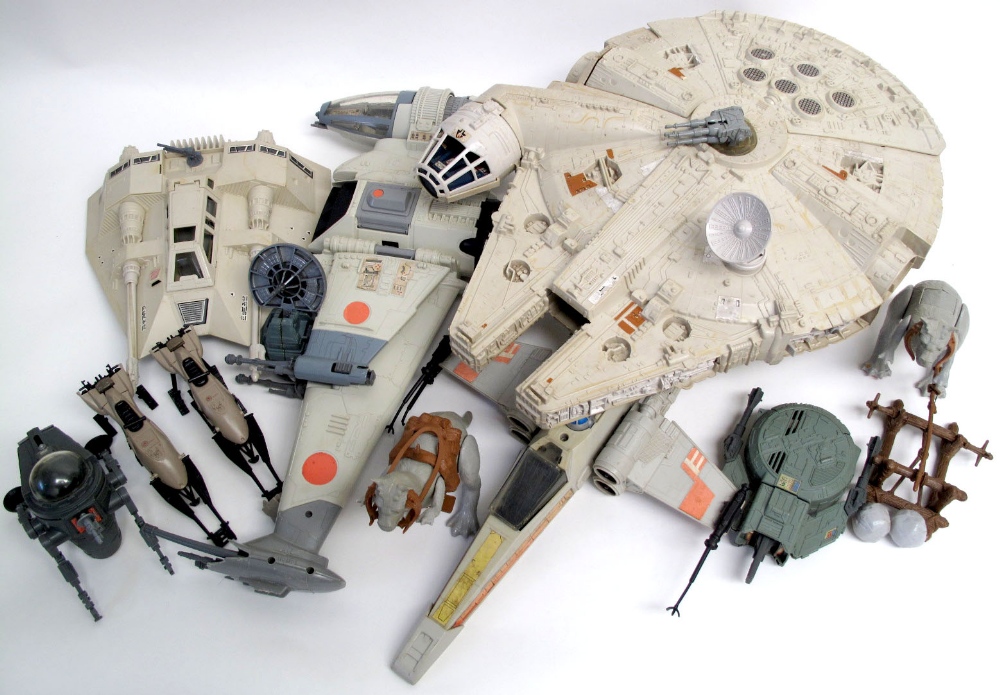 Vintage Star Wars Vehicles consisting of Millennium Falcon with Jedi Training Ball, BWing Fight