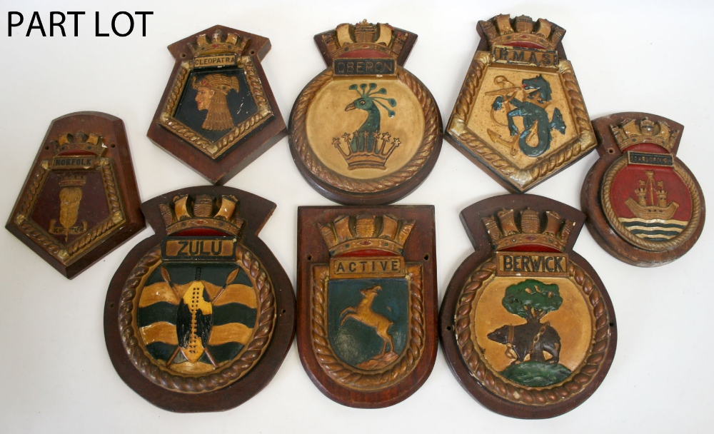 Collection of Royal Navy Ships Plaques, hand painted plaster plaques