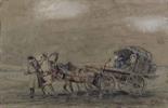 Efgraf Gustavovitch TEICH (1832 – ?)Travellers”Watercolor on paper30,1 x 46,7 cmSigned lower left