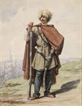 Russian of beginning of XIX century “Caucasian warrior” Watercolor on paper 29 x 24 cm