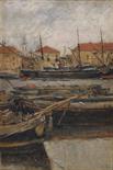 Ilya Jevgenivitch VERCHININ (1859-1913)) “From the harbour in St. Petersburg” Oil on canvas 40 x