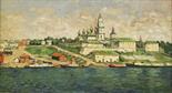 Petr Ivanovich PETROVICHEV (1874-1947) “Kostroma” Oil on canvas 38,3 x 71,5cm Signed in Cyrillic