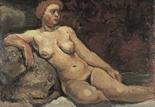 Alexander BONDICOV “Reclining nude” Oil on panel 28,5 x 43 cm Signed lower left