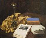 Leonid FRECHKOPF (1897-1982) “Still life with candlestick” Oil on cardboard 49 x 60 cm Signed