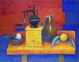 Georges AKOPIAN (1912-? ) “Still life with a coffee grinder” Oil on canvas 50 x 65 cm Signed upper