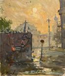 Vassily GRIGORIEV (1895-1982) “Street of Moscow” Oil on cardboard 67 x 57 cm Signed lower left