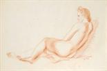 Vladimir ROZMANSKY (1885-1943) “Reclining nude” Red chalk on paper 37 x 54 cm Signed lower right