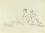 Vladimir ROZMANSKY (1885-1943) “Couple of nude” Ink wash on paper 26 x 35 cm Signed lower right