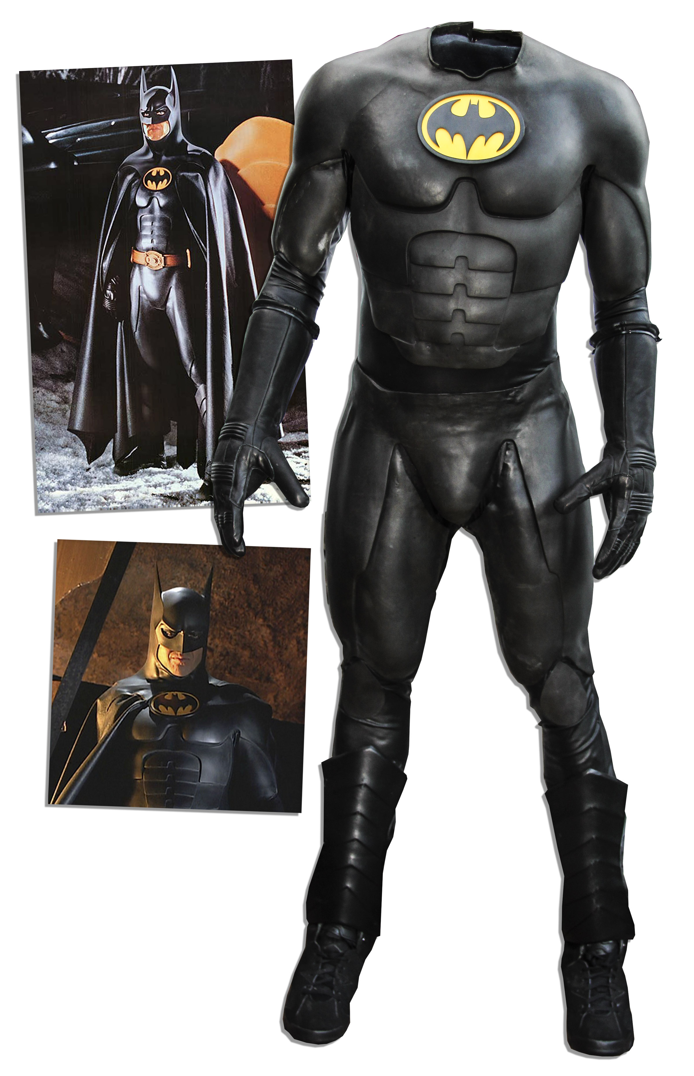Batsuit Worn by Michael Keaton in ``Batman Returns`` From 1992 With Gloves, Boots & Mannequin