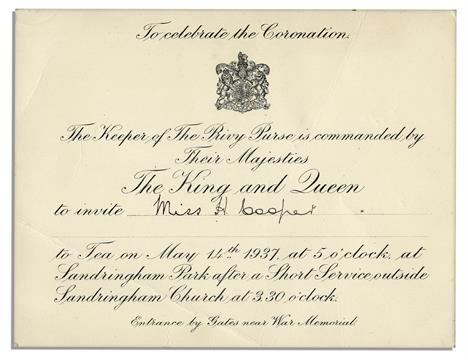 king george vi queen elizabeth invitation to celebrate the auction invitation