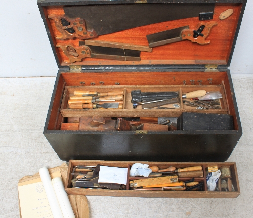 A Portsmouth Dockyard Cabinet Makers Tool Box Carpentry Tools And